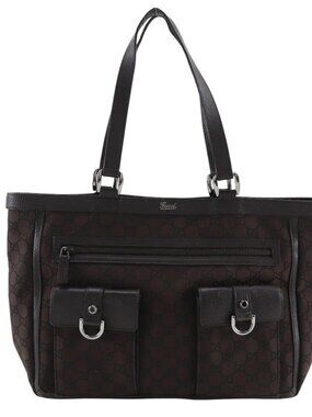 GUCCI Abbey line Tote Bag 268639 outlet GG Brown Nylon canvas Women